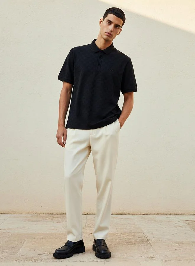 ايكونيك Iconic Men Short Sleeves Checked Polo T-shirt
